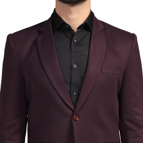 Image of TAHVO Men Blazer Lycra Fabric Slim Fit Single Breasted Blazer