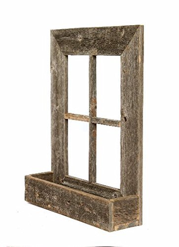 BARNWOODUSA Rustic Window Planter Frame - 100% Reclaimed Wood, Weathered Gray 22x18x4