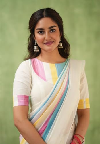 Image of Jack & Jini Women's Floral Print Pure Georgette Saree with Blouse Piece | Soft Casual & Festive Drape | Gift for Mother, Wife.