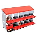 GarveeLife Chicken Nesting Box, 10 Compartments Nesting Boxes for Chickens, Chicken Laying Boxes, Roll Away Nesting Box for Chickens Laying Egg with Lid Cover to Protect Eggs, Red