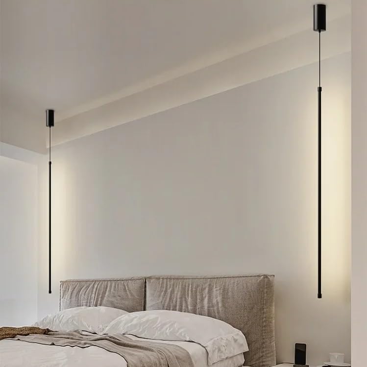 Pendentif LED 60cm noir au design minimaliste et éclairage blanc chaud 1 lumière