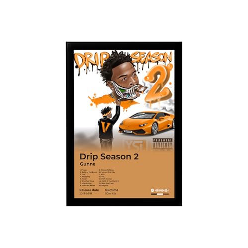 Image of BLINKART Gunna- Drip Season2 Wall Photo Frames | Wall Art for Bedroom, Living Room, Studio or Office | Album Cover Print with Spotify Song Link QR Code | Gift for Fans - 8x12 In