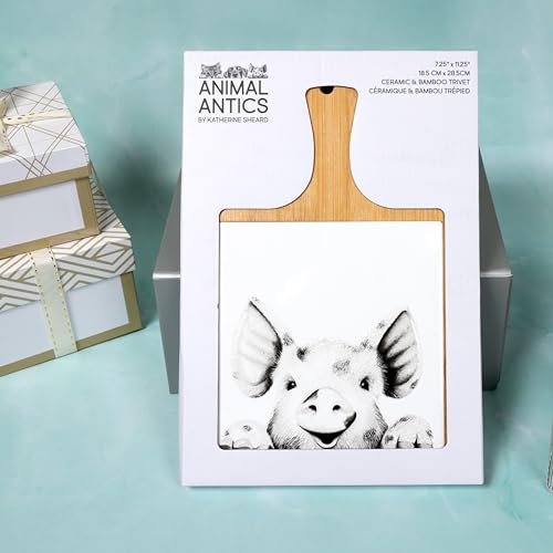 Pavilion Gift Company- Pig - 7.5" x 11" x 0.5" Bamboo Ceramic Trivet Pig Piggy Farm Animals Farmhouse Playful Quirky Kitchen Decor by Pavilion Gift Company - Image 7
