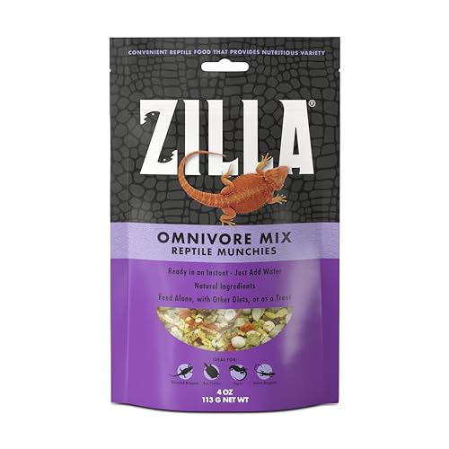 Zilla Reptile Munchies, Omnivore Mix, Dehydrated and Sun Dried Vegetables and Insects, 4 Ounces