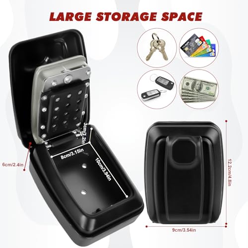 GIBOHOM Schlüsseltresor mit Zahlencode, Schlüsselsafe Wandmontage Außen mit 12 Stellig, Schlüsselkasten mit Zahlencode Rostfrei Robustes mit Wasserdicht Abdeckung, für Haus, Garage, Büro, Schule, Grau