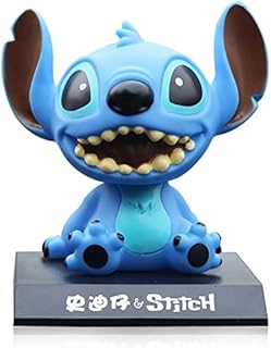 Stitch Figure, Hilloly Stitch Car Decoration, Stitch Car Shaking Head Figurine Ornament, Stitch Creative Car Accessories Action Figure Shaking Head Doll Hand-Made Model Mobile Phone Holder (laughs)