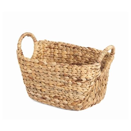 Compactor - Cesta almacenaje mediana de jacinto de agua natural tejida a mano, dos asas, cesta decoración para estanterias y almacenaje de cocina, baño o la ropa de los armarios, cesto organizador