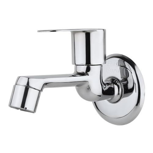 Image of BATH GURU F-Series Brass Long Body Bib Cock Tap for Bathroom & Kitchen, Chrome Plated Wall Mounted Faucet with Quarter Turn Handle, Rust Proof, Leak Resistant, Pack of 1