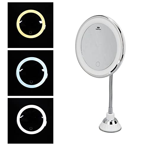 Espejo de maquillaje redondo recargable con luz y aumento 10x miniatura 2