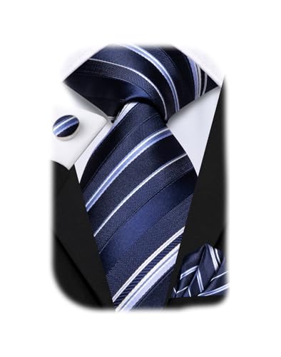Image of Hi-Tie Men 63inches Tie Set Extra Long Necktie Paisley Tie Pocket Suqare Cufflinks Big and Tall Men Tie