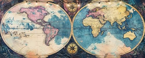 Loisir créatif anti-stress : Peinture diamant adulte carte du monde 60x30cm