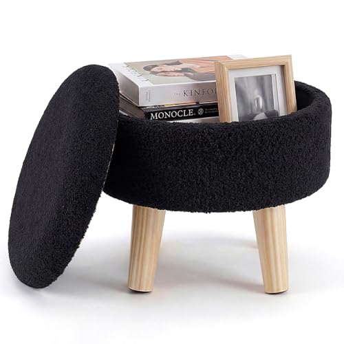 DUMOS Round Storage Ottoman with Reversible...