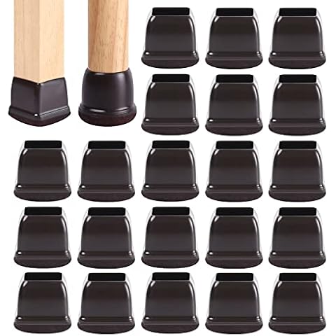 RCHYFEED Upgraded 24pcs Chair Leg Caps Floor Protectors 1 inch Silicone, Furniture Leg Protector with Felt Pads Reusable, Table Chair Leg Covers Cups Smooth Moving, Prevent Scratches, Reduce Noise Cover