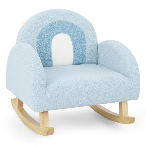 INFANS Kids Sofa, Toddler Rocking Chair with Solid Wooden Frame, Anti-Tipping Design, Plush Fabric, Children Armchair for Nursery Kindergarten Gift for Boys Girls