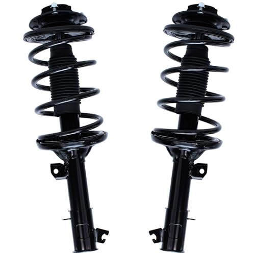 Image of Detroit Axle - Front Struts Tie Rods for Hyundai 2001-2006 Santa Fe, 2 Struts with Coil Spring Assembly 2 Outer Tie Rods 2002 2003 2004 2005 Replacement Suspension