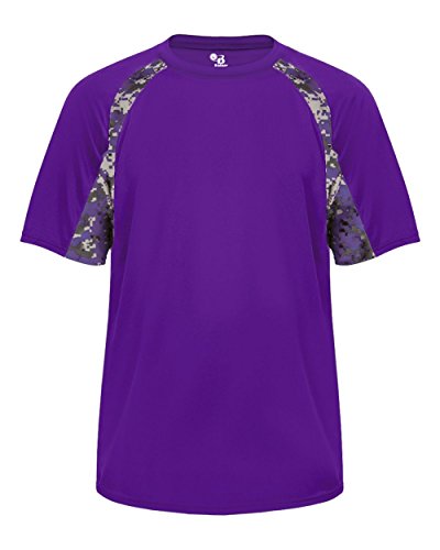 Badger Sport Purple Digi-Camo Adult MD Short Sleeve