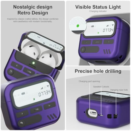 Image of for AirPods 4 Case with Safty Lock,Retro Inspired Pager Style (Purple)