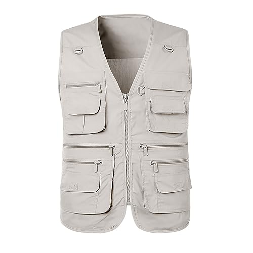 Men's Multi-Pocket Vest Casual Sleeveless Outdoor Fishing Vest Travel Photo Work Vest for All Seasons Wear