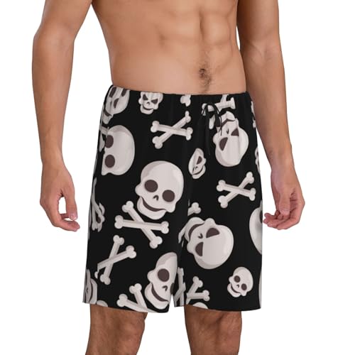 Black White Skull Bone Mens Pajama Pants With Pocket Soft Sleep Shorts Lounge Shorts Pj Pants For Men2