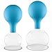 Produktbild Pulox Schröpfgläser Set aus Echtglas mit Saugball - 2x Medizinisches Schröpfglas in Blau - 52mm, 62mm
