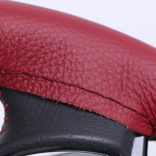 Universal Dark Red Women Car Steering Wheel Cover Genuine Leather Stitch On Wrap Size M #TOP7