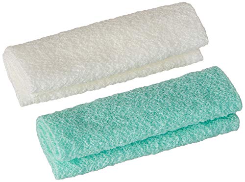 Cleanlogic Exfoliating Bath & Shower Stretch Cloths, Green & White, 2 Count