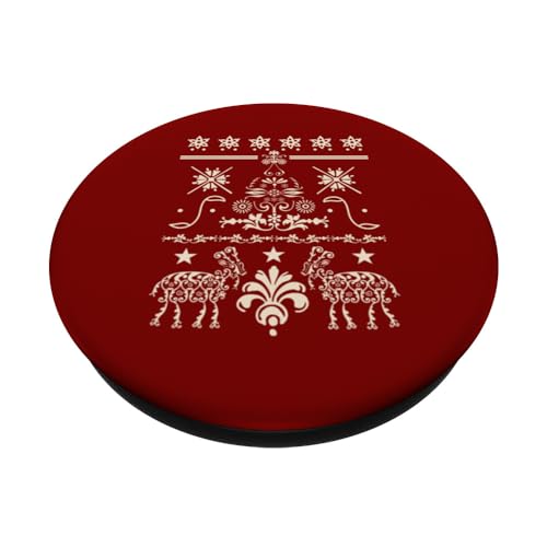 Vintage Christmas Yule Goat Retro Aesthetic Ugly Sweater PopSockets Swappable PopGrip, Black - Image 2