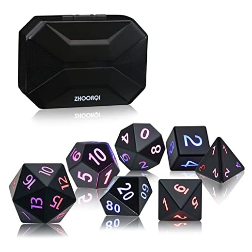DND Dice Rechargeable with Charging Box, 7 PCS LED Electronic Dices, Dungeons and Dragons Dice Polyhedral Dice Sets for Tabletop Games ZHOORQI D&D Dice MTG Pathfinder Role Playing Game (Glowing dice)