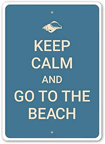 Krouterebs New Tin Sign Keep Calm and Go to Beach Metal Tin Sign Rustic Wall Decor Suitable for Home and Kitchen Bar Man Cave Cafe Garage Wall Decor Retro Vintage 12x8 Inch