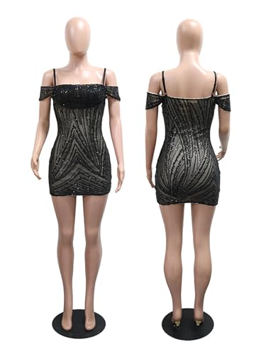 Image of Figdaw Adjustable Straps Rhinestone Bodycon Dress for Women Special Occasions