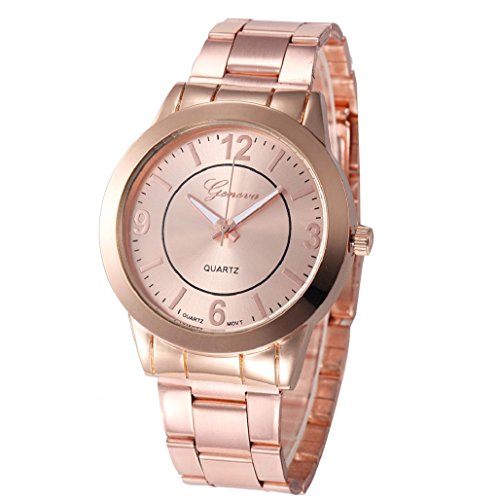 Sannysis Mujeres Ronda de cuarzo analógico reloj de la pulsera (Rosa Oro)