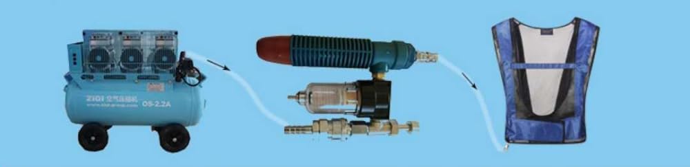 [Dmoiuhi] エアコンチョッキ 溶接空気圧縮冷却ベスト渦管空冷ジャケット、夏の高温屋外作業者用