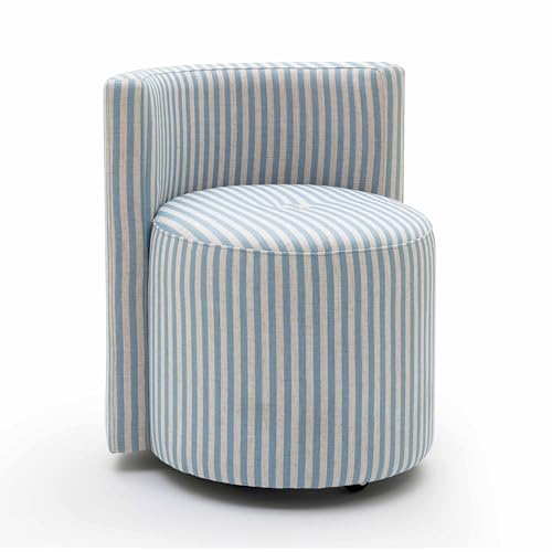 TOV Furniture Alyssa Blue Striped Linen Rolling Desk Chair