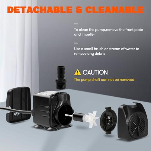 Image of Simple Deluxe 4.3ft High Lift 160GPH 8W Water Table Pump (600L /H) with 2 Nozzles, Perfect for Fish Tank, Pond, Aquarium, Hydroponics, Black