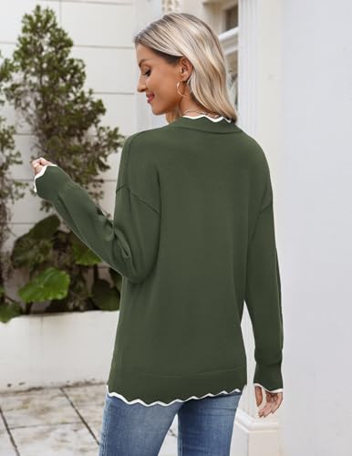 Image of Zeagoo Women's 2026 Fall V Neck Sweater Long Sleeve Lightweight Knit Tops