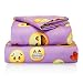 Chital Twin Bed Sheets for Girls | 3 Pc Colorful Kids Bedding Set | Purple Emoji Print | Durable Super-Soft, Double-Brushed Microfiber | 1 Flat & 1 Fitted Sheet, 1 Pillow Case | 15" Deep