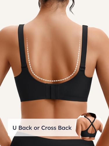 Image of Wireless Jelly Bras for Women No Underwire - S-2XL Seamless T-Shirt Bra with Support Full Coverage Comfort Bralette, Black+Pink, S