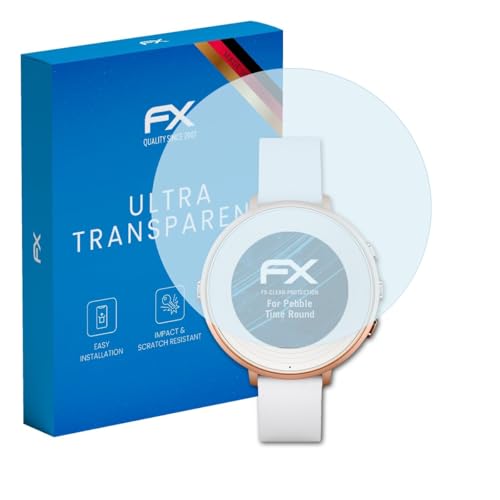 atFoliX Schutzfolie kompatibel mit Pebble Time Ro& Folie, ultraklare FX Bildschirmschutzfolie (3X)