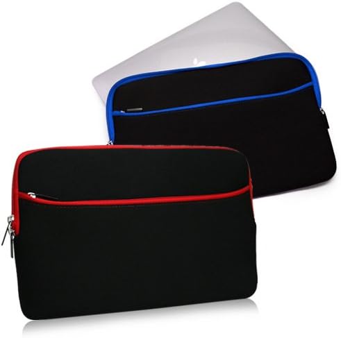 BoxWave Case Compatible with MacBook Air (13-inch 2011) - SoftSuit with Pocket, Soft Pouch Neoprene Cover Sleeve Zipper Pocket - Jet Black with Red Trim