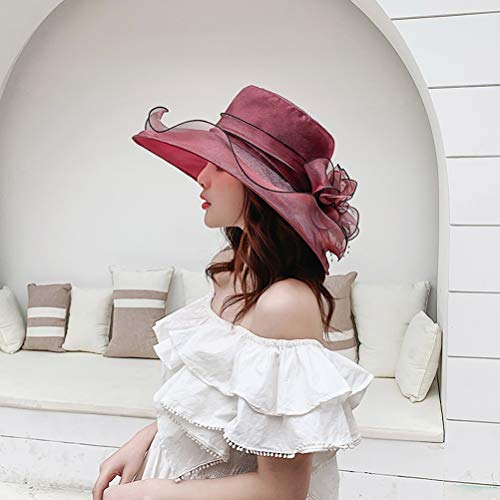 Sombrero Mujer Ala Ancha Organza Verano Plegable Playa miniatura 6
