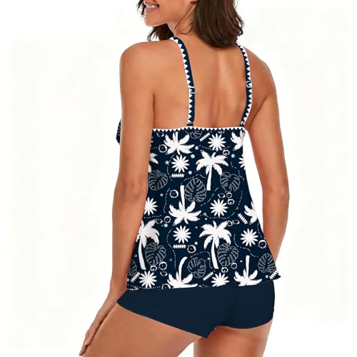 Image of Urchics 2026 Women Two Piece Tankini Swimsuit Tummy Control Plus Size Long Torso Top and High Waisted Boyshorts Bathing Suits