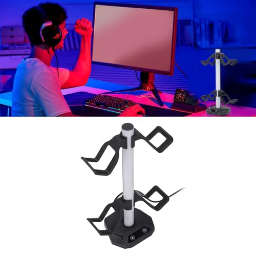 Mtlavishness RRGB Headset Controller Stand USB Hub Headphones Multifunctional Headset Stand Plug Play Headphone Stand with RGB Lighting For PC Accessories - imagen 5