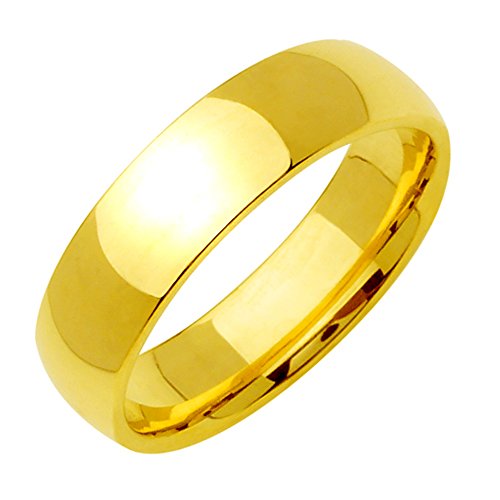 Gemini Dome Comt Fit 18K Gold Filled Anniversary Wedding Titanium Rings 6mm US