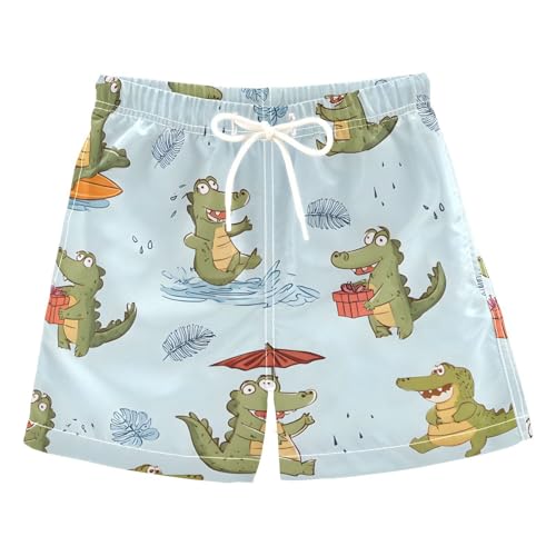 Boys Swim Trunks Green Crocodile Blue Toddler Swim Shorts Beach Board Shorts Swimsuit - Main Image