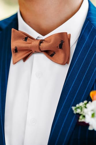 Image of HISDERN Bow Ties for Men Self Tie Animal Bowties Pocket Square Woven Silk Fun Bowtie Handkerchief Set for Wedding Party