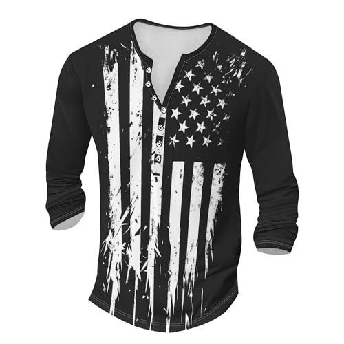 Henley Shirts for Men Lightweight Long Sleeve T-Shirts Casual Workwear Quick Dry Shirts Graphic Club Pullover Tee