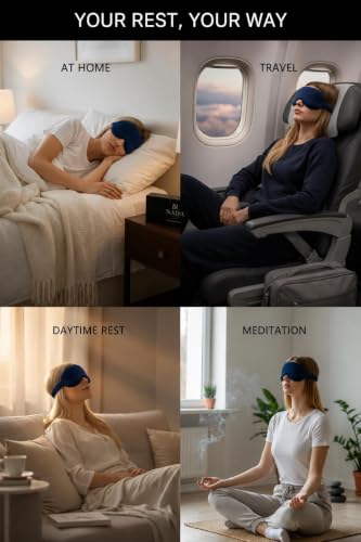 Image of Eye Mask for Sleeping for Women, Velvet Super Soft Sleep Mask Blind Fold for Comfortable Sleep, Travelling, Meditation & Relaxation, Eye Pad for Girls, Blind Fold for Sleeping - Dark Blue (Pack of 1)