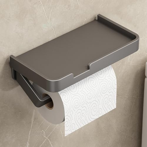 Portarrollos de papel de cocina de pared con estante superior de almacenamiento 4