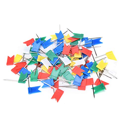 VONKY 100pcs Mapa da bandeira Empurre Pin coloridos Thumb Tack Mini País Mapa Empurre Pin portátil d