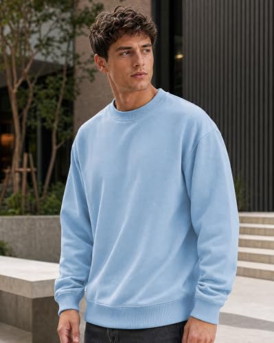 Image of Nobero Oversized Sweatshirts for Man Stylish Crew Neck | 280 GSM Rich Cotton Fleece Solid Oversized Fit Full Sleeve Sweatshirt for Men | Stylish Casual Wear Winter Sweatshirt for Men